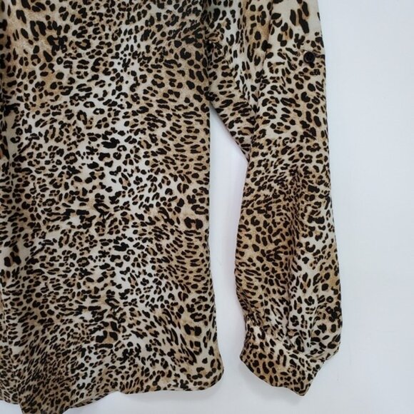 Leopard Blouse Business Casual Basic Neutral Size 12 - Picture 4 of 8